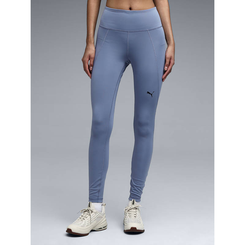 Puma Women Grey Solid/Plain Polyester Tight (L)