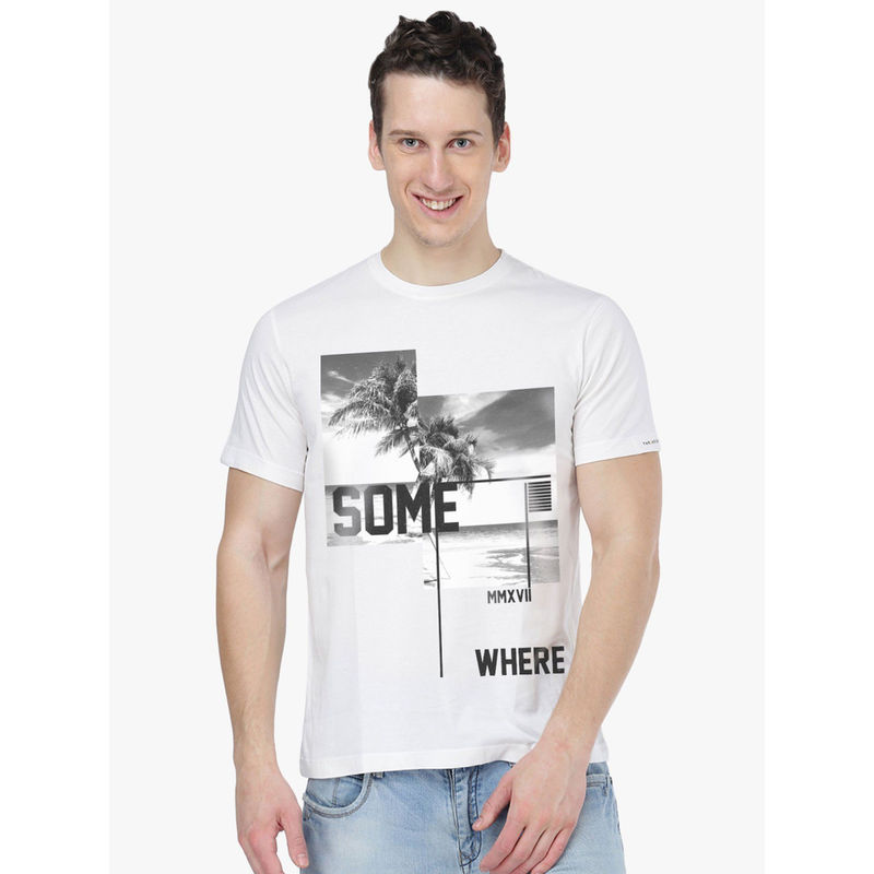 THREADCURRY Somewhere Creative Graphic Printed T-Shirt for Men (XL)