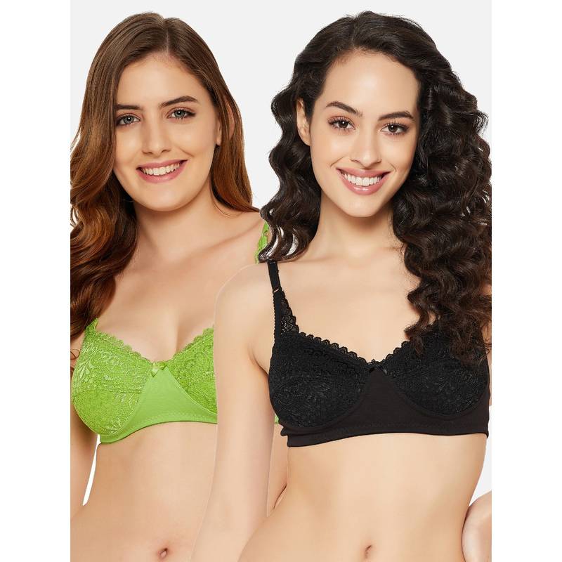 Clovia Cotton Non-Padded Full Cup Wire Free Everyday Bra - Multi Color (Pack of 2) (40B)