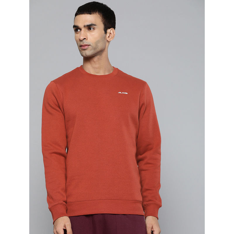 Alcis Men Solid Rust Sweatshirts (XL)