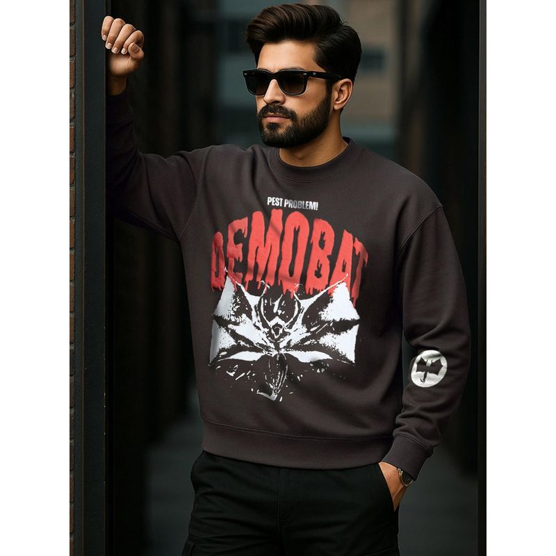 Bewakoof Stranger Things Men Brown Demo Bat Graphic Printed Oversized Sweatshirt (S)