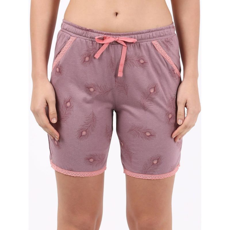Jockey Rx10 Women's Micro Modal Cotton Printed Sleep Shorts With Side Pockets Purple Buy Jockey
