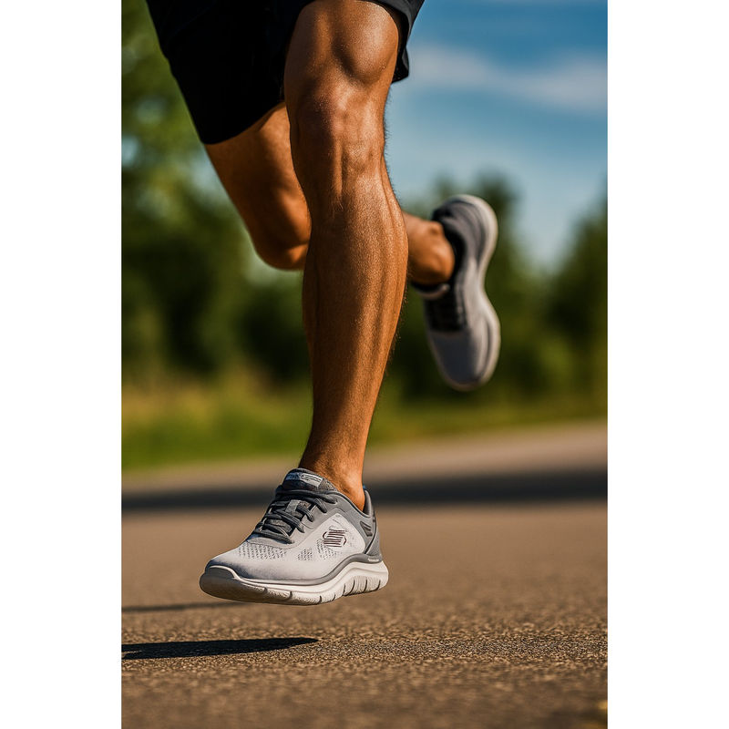 SKECHERS Men Track - Broader Grey Running Shoes (UK 6)