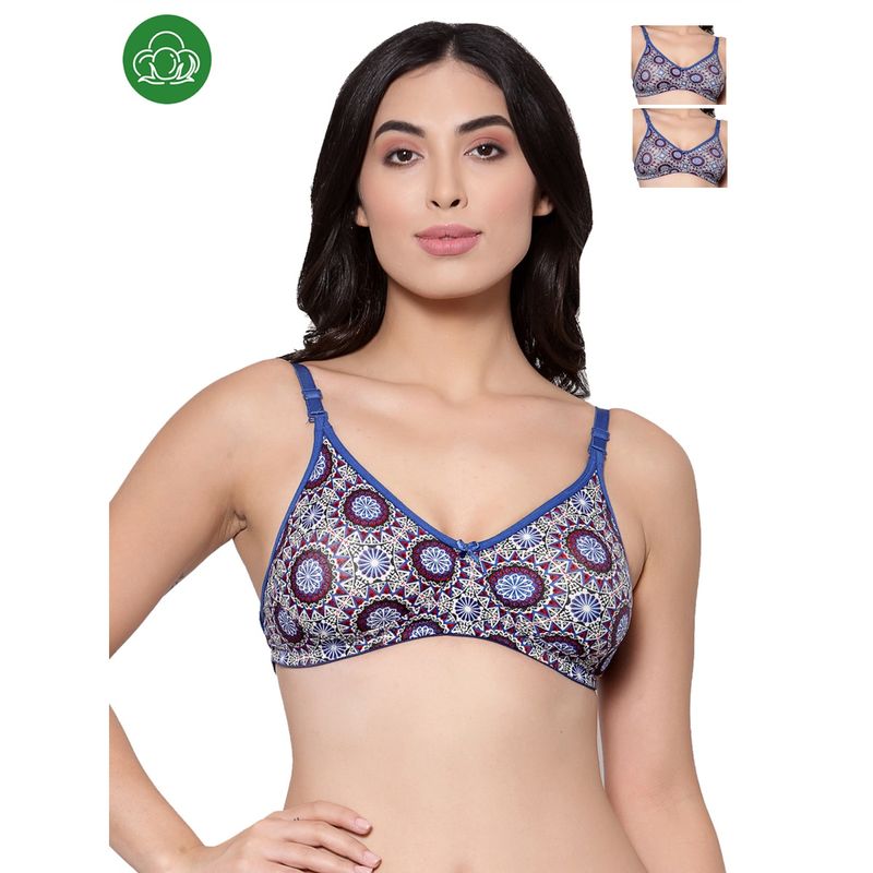 Inner Sense Organic Cotton Antimicrobial Backless Non-Padded Seamless Bra -Pack Of 3 -Blue (32B)