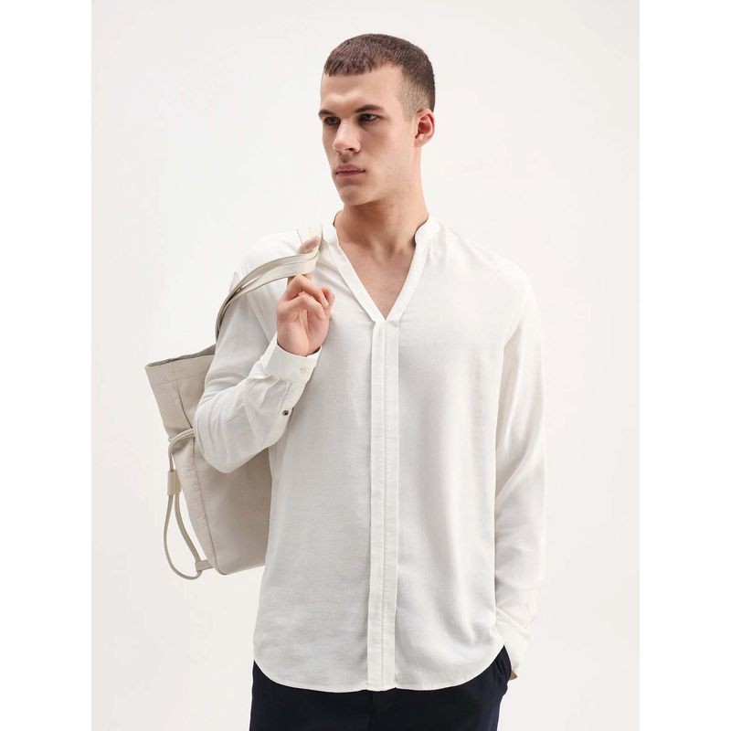 Rare Rabbit Men Kurto 25 White Primary Shirt (L)