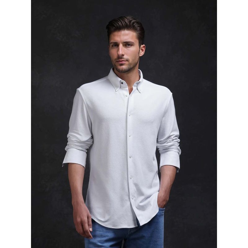 Rare Rabbit Men Vane-25 White Primary Shirt (M)