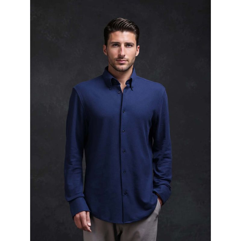 Rare Rabbit Men Vane-25 Navy Blue Primary Shirt (S)