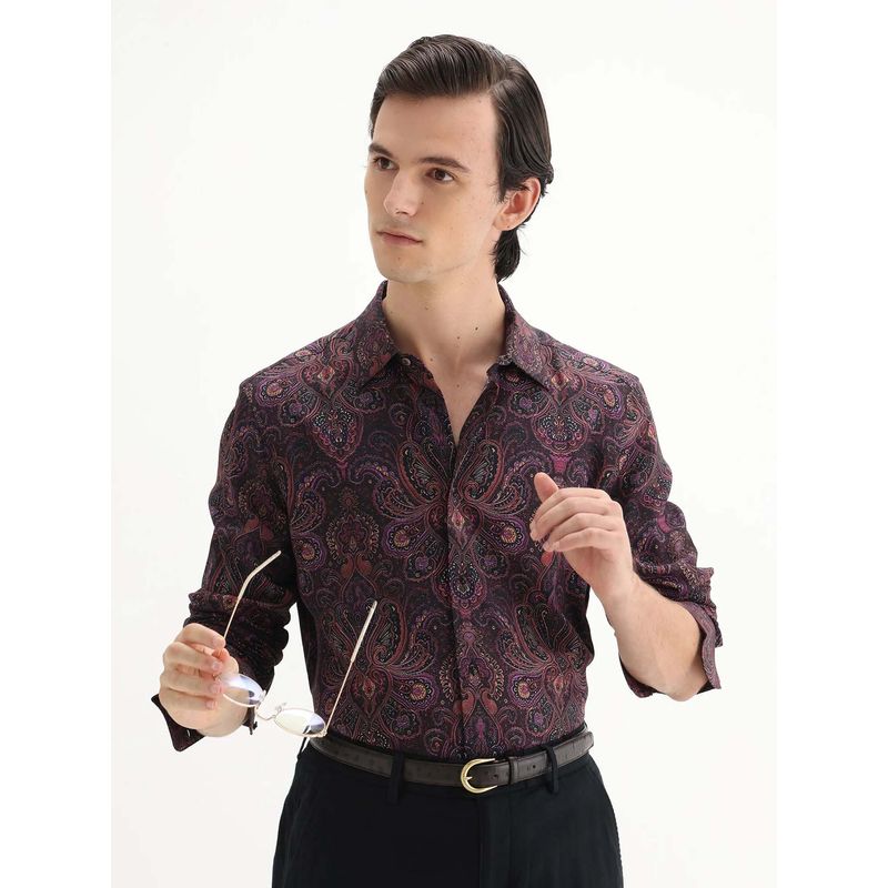 Rare Rabbit Men Rust Purple Dusky Shirt (S)