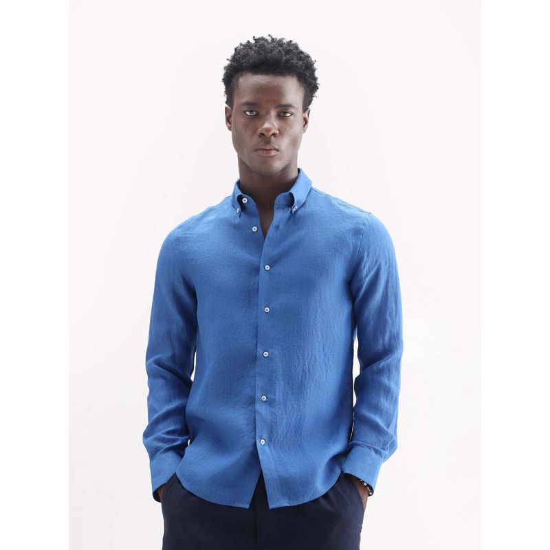 Rare Rabbit Men Lucis Blue Primary Shirt (L)