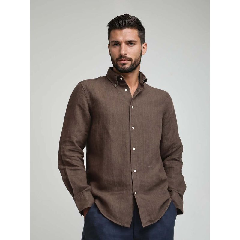 Rare Rabbit Men Lucis Brown Shirt (XL)