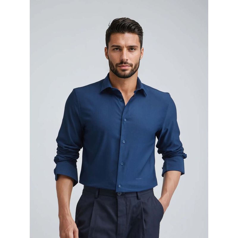 Rare Rabbit Men Mero-25 Blue Shirt (2XL)