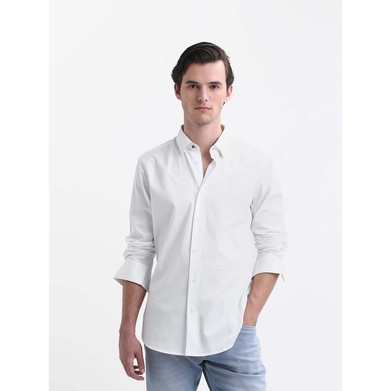 Rare Rabbit Men Como-26 White Primary Shirt (M)