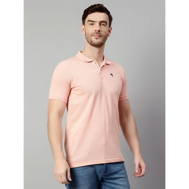 Cantabil Men Cotton Light Pink Polo T-Shirt (XL)