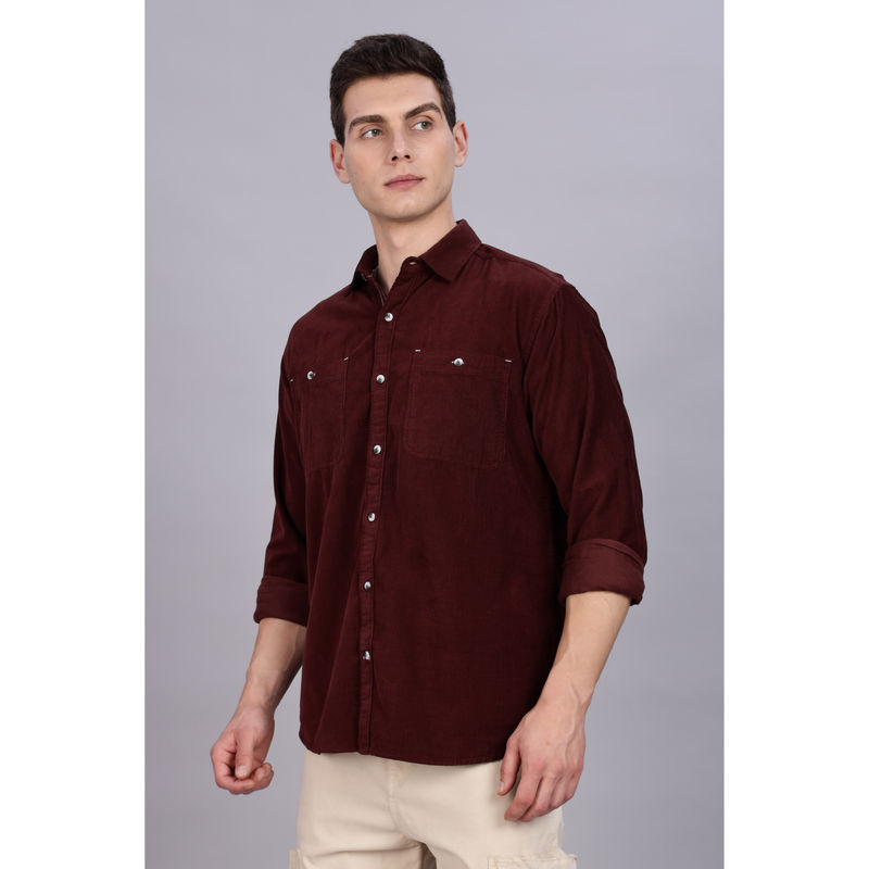 KUONS AVENUE Mens Red Smart Corduroy Casual Shirt (M)