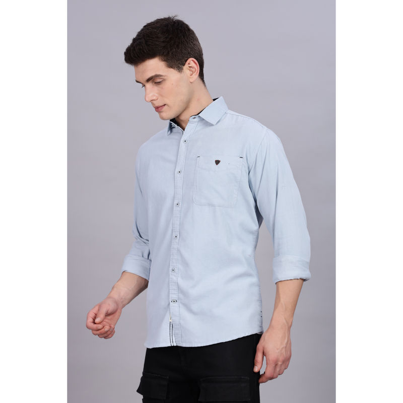 KUONS AVENUE Mens Blue Smart Corduroy Casual Shirt (M)