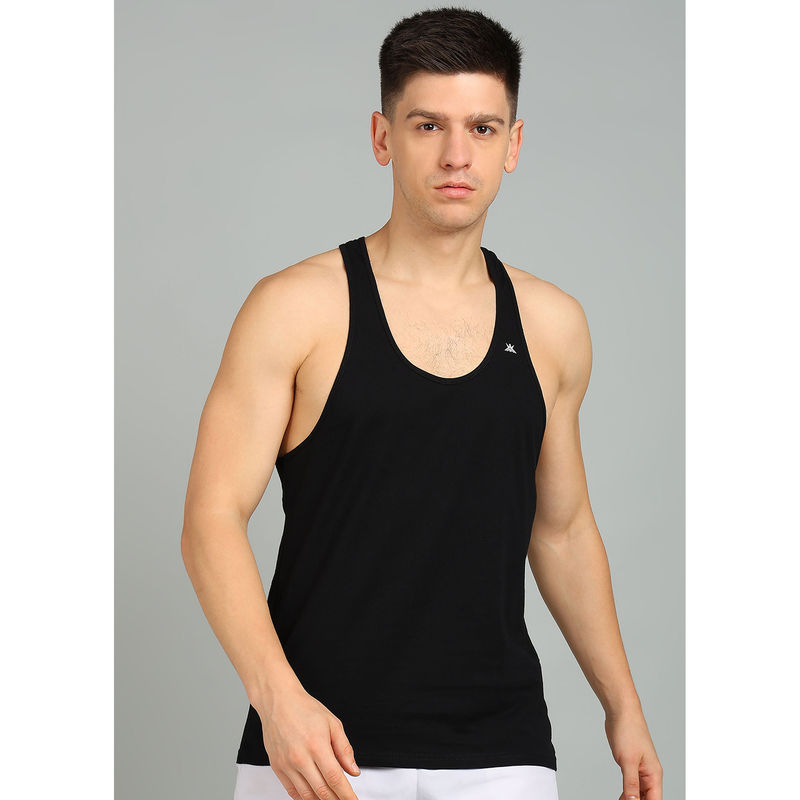 Kobo Black Stringer Cotton Gym Vest (L)