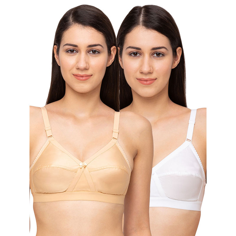 Juliet Womens Non Padded Non Wired Bra Combo Camme Skin White (40D)