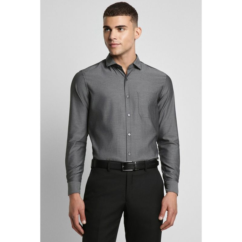 Peter England Men Grey Slim Fit Formal Full Sleeves Formal Shirt (39)