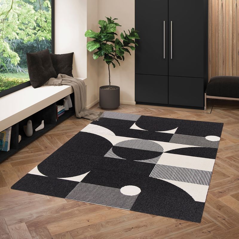 OBSESSIONS Non Shedding Contemporary Carpet, Black (4 x 6 Feet)