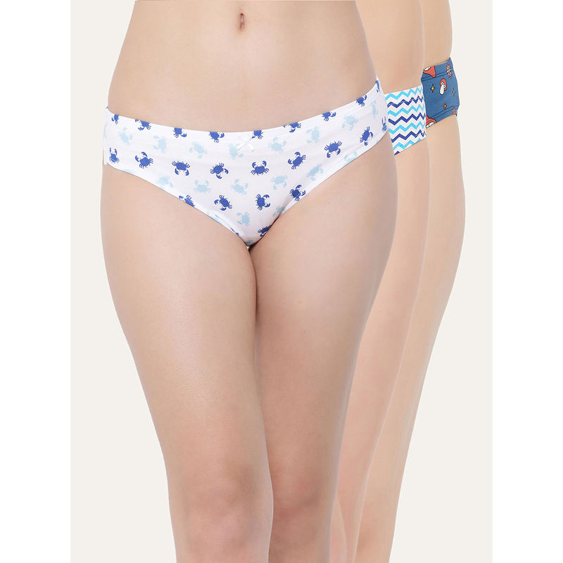 Clovia Cotton Spandex Low Waist Inner Elastic Bikini Panty (Pack of 3) (XL)