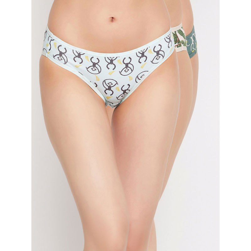 Clovia Cotton Spandex Low Rich Outer Elastic Bikini Panty (Pack of 3) (S)