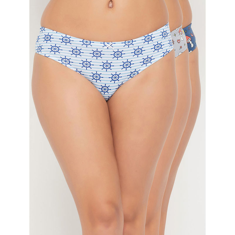 Clovia Cotton Spandex Low Waist Inner Elastic Thong Panties (Pack of 3) (L)