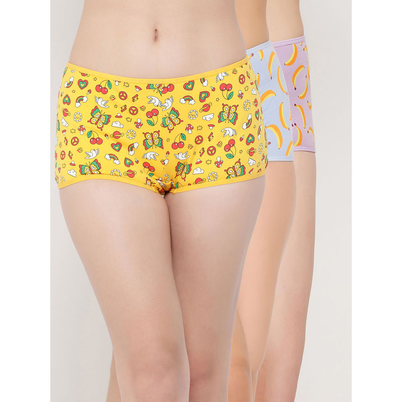 Buy Clovia Cotton Medium Waist Boyshorts Panties (Pack of 3) Online