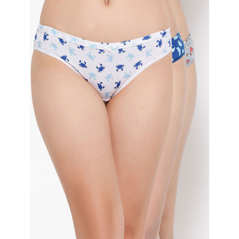 Clovia Cotton Low Rise Outer Elastic Bikini Panties (Pack of 3) (M)