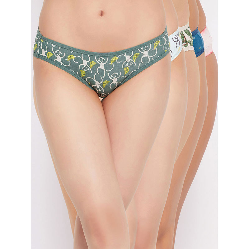 Clovia Cotton Spandex Low Waist Bikini Panty (Pack of 5) (S)