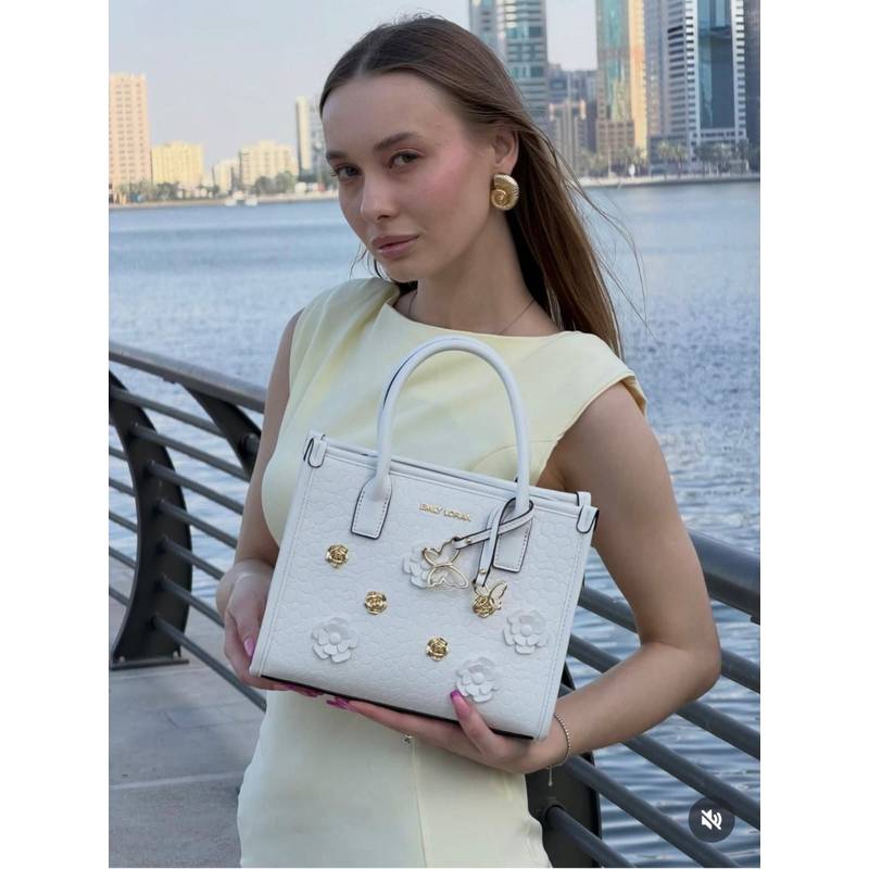 Emily② Buy Emily Loran Bloomelle White Handbag with Detachable Strap Online