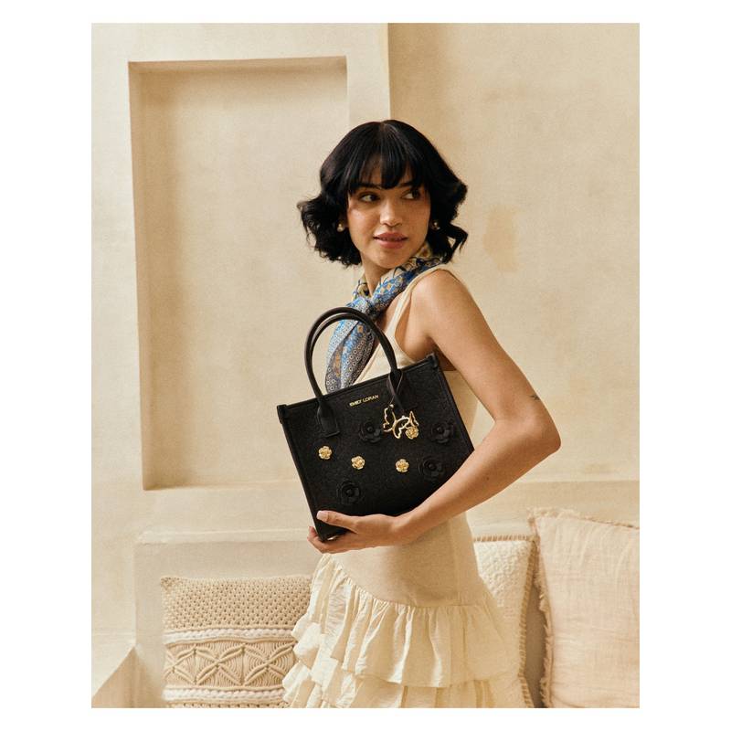 Buy Emily Loran Bloomelle Black Handbag with Detachable Strap Online
