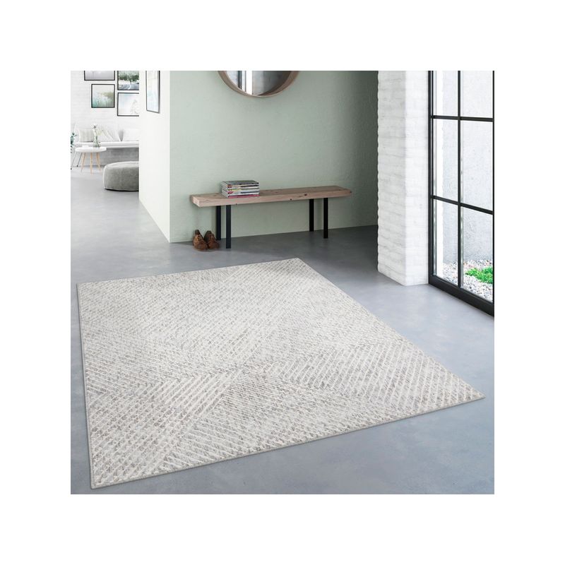 OBSESSIONS Super Soft Anti-Static Striped Carpet, Cream (4 x 6 Feet)