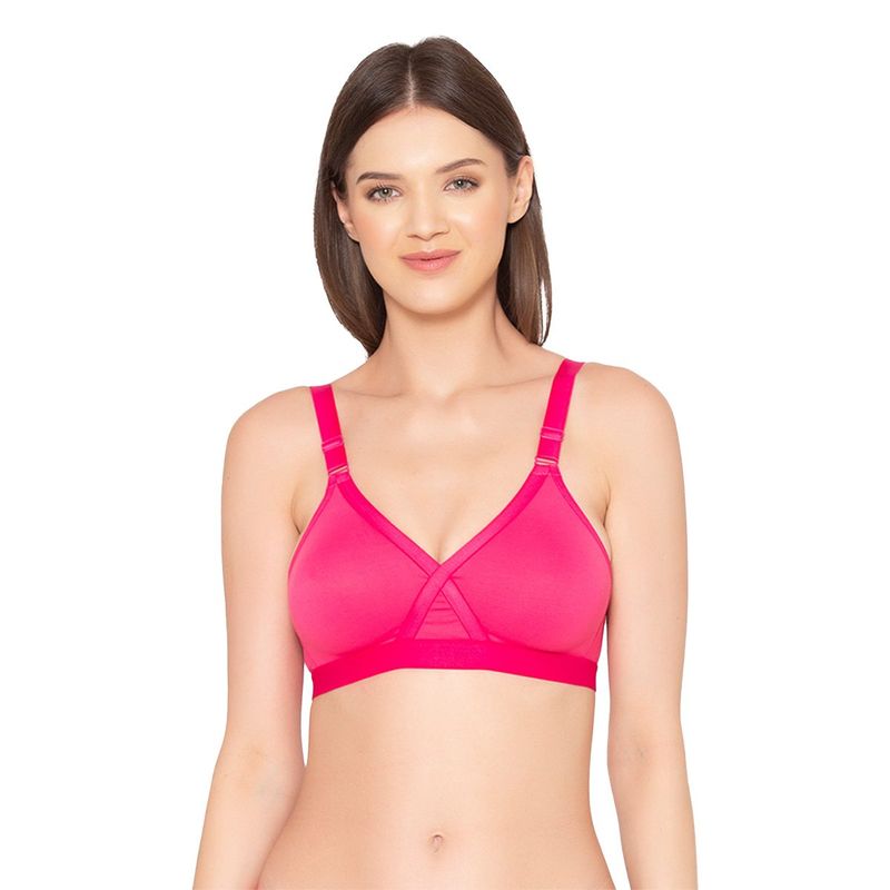 Groversons Paris Beauty Women's Cotton Non-Padded Wireless Super Lift Full Coverage Bra - Pink (32B)
