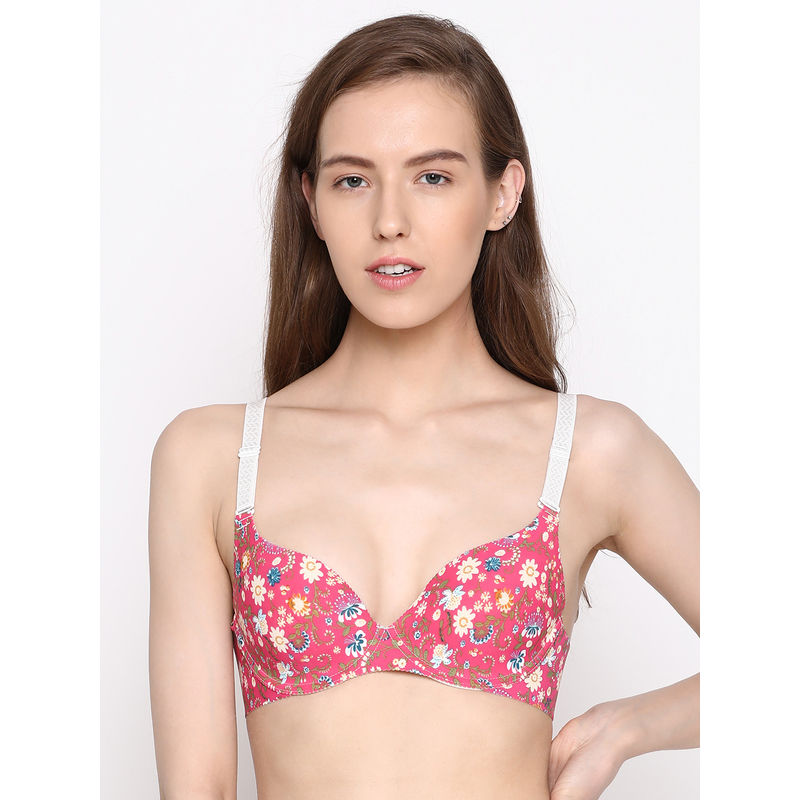 Shyaway Hana Pink Garden Print Seamless T-Shirt Bra (36C)