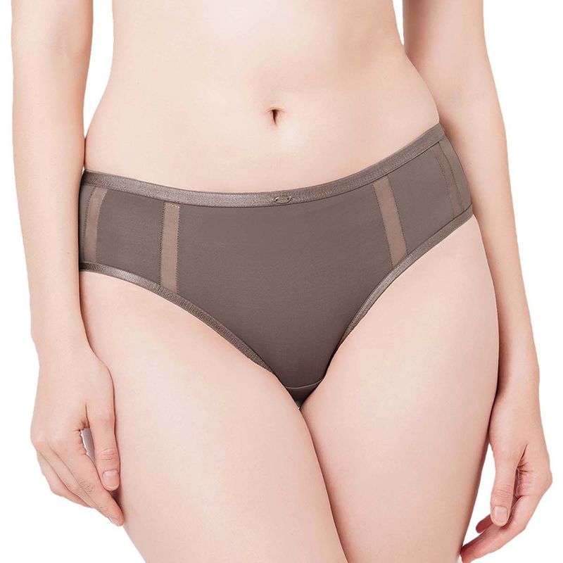 SOIE Women's High Waist Full Coverage Brief Brown (M)