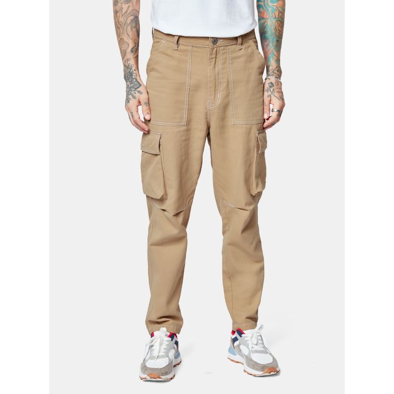 Buy The Souled Store Solids Teak Men Cargo Pant Online