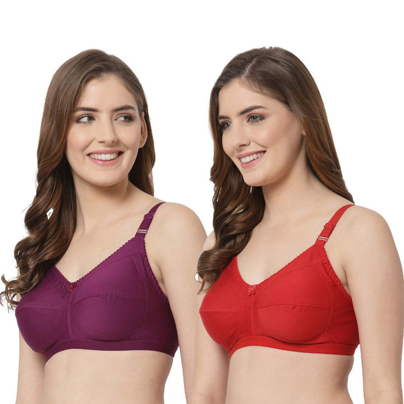 Cukoo Pure Cotton Bra - Multi-Color (Pack of 2) (36B)