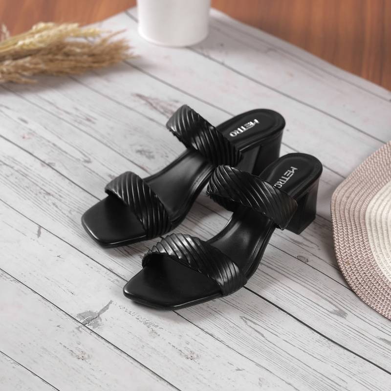 Metro Women Black Block Heels (EURO 36)