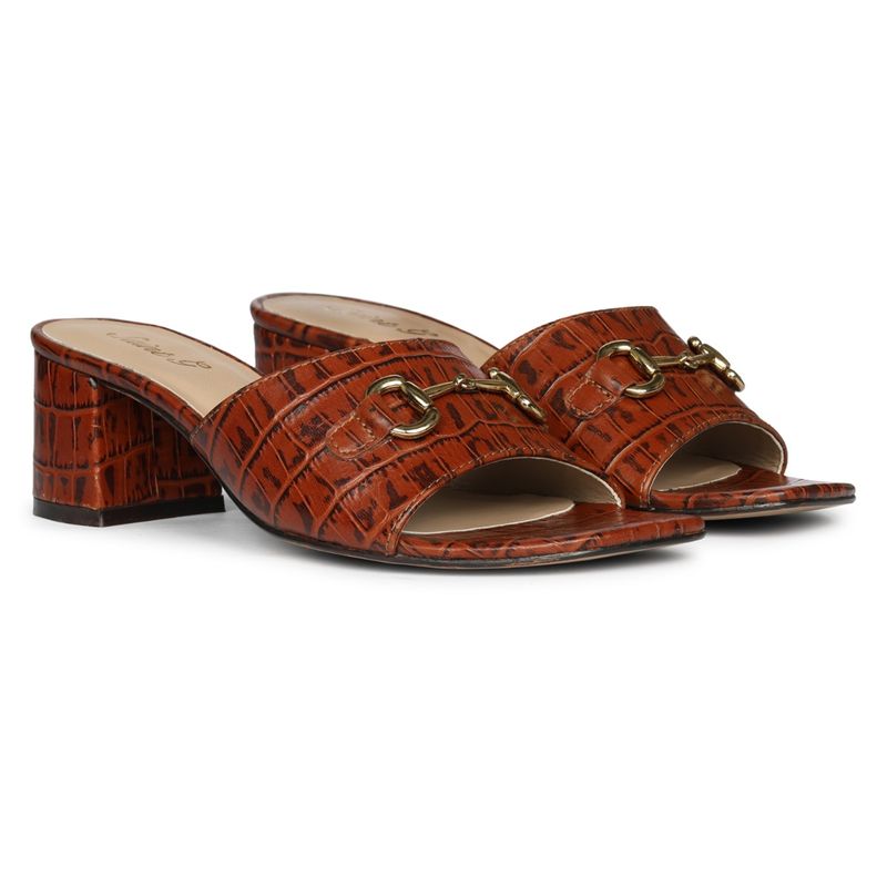 Saint G Brown Leather with Gold Sadle Block Heels (EURO 36)