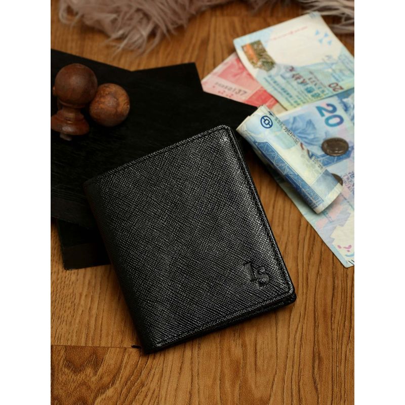Louis Stitch Jet Black Italian Saffiano Leather Wallet with Blocking Slim Card Holder (Black) At Nykaa, Best Beauty Products Online