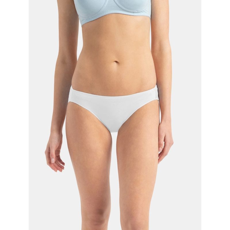 Jockey 1803 Women Medium Coverage Micro Modal Elastane Stretch Bikini - White (M)