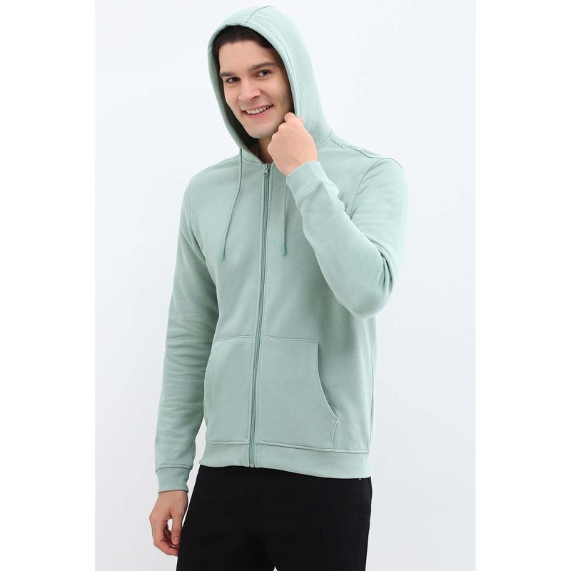 Allen Solly Men Green Hooded Neck Full Sleeves Casual Hoodie (M)