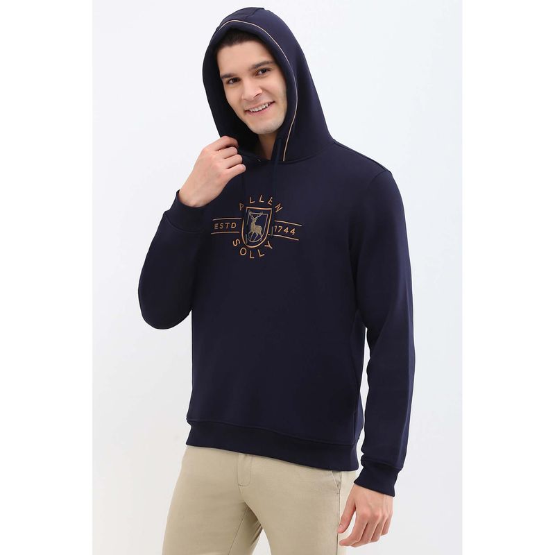 Allen Solly Men Navy Hooded Neck Full Sleeves Casual Hoodie (L)