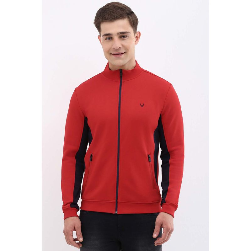 Allen Solly Men Red Full Sleeves Casual Bomber Jacket (S)