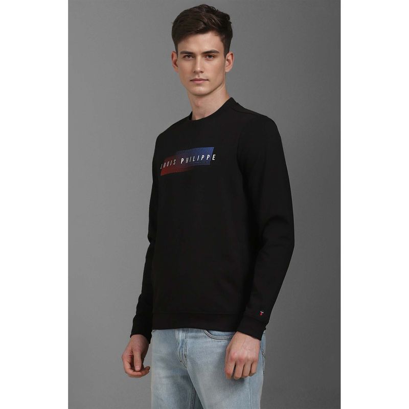 Louis Philippe Men Casual Black Graphic Print Sweatshirt (L)