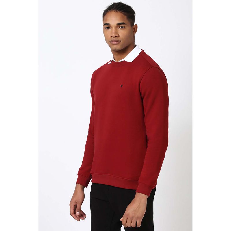 Peter England Men Red Solid Crew Neck Sweatshirt (XL)
