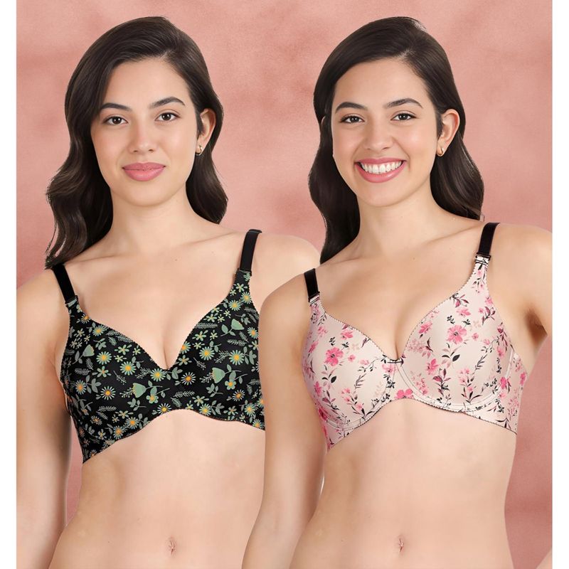 Shyaway Broad Winged Seamless Multiway Wired T-Shirt Bras (Pack of 2) (32B)