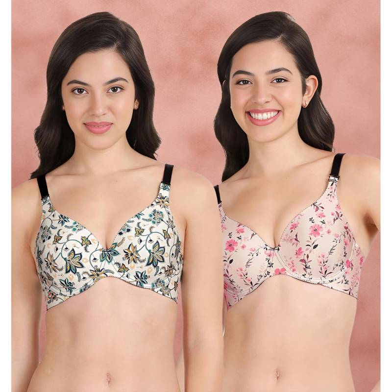 Shyaway Broad Winged Seamless Multiway Wired T-Shirt Bras (Pack of 2) (32B)
