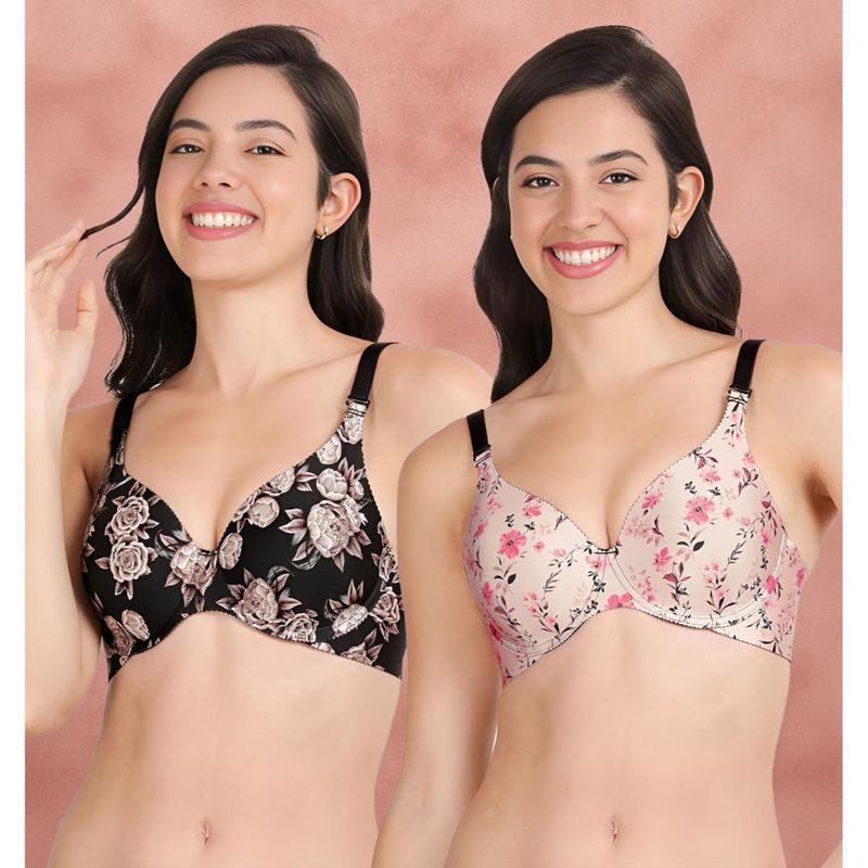 Shyaway Broad Winged Seamless Multiway Wired T-Shirt Bras (Pack of 2) (32B)