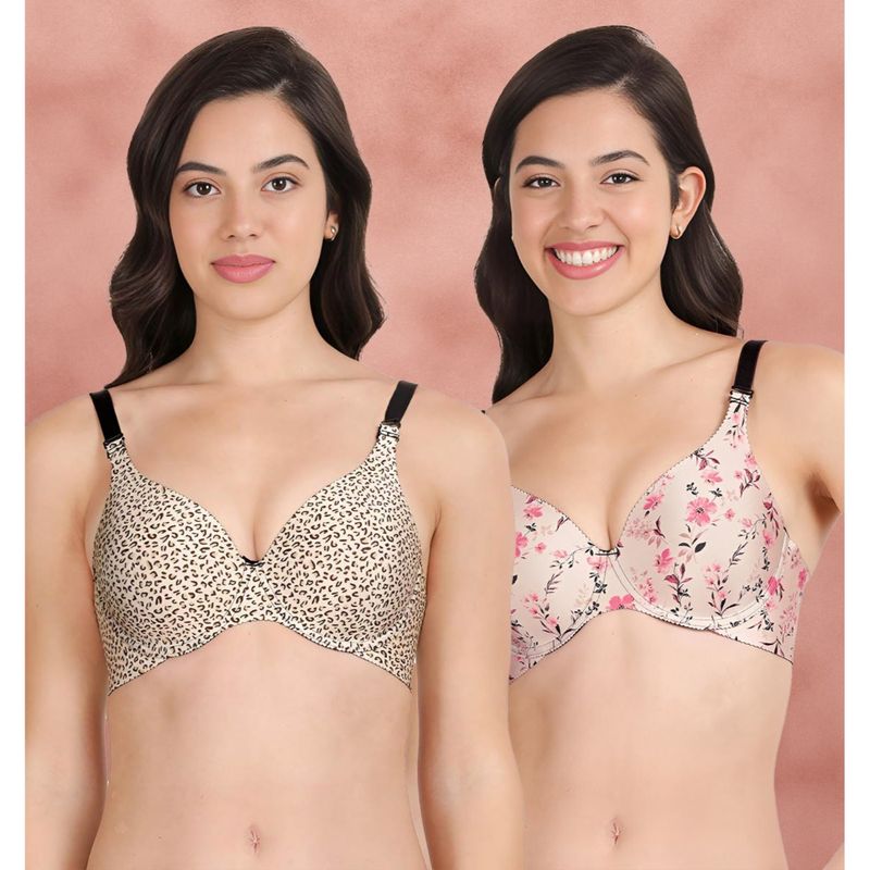 Shyaway Broad Winged Seamless Multiway Wired T-Shirt Bras (Pack of 2) (32B)